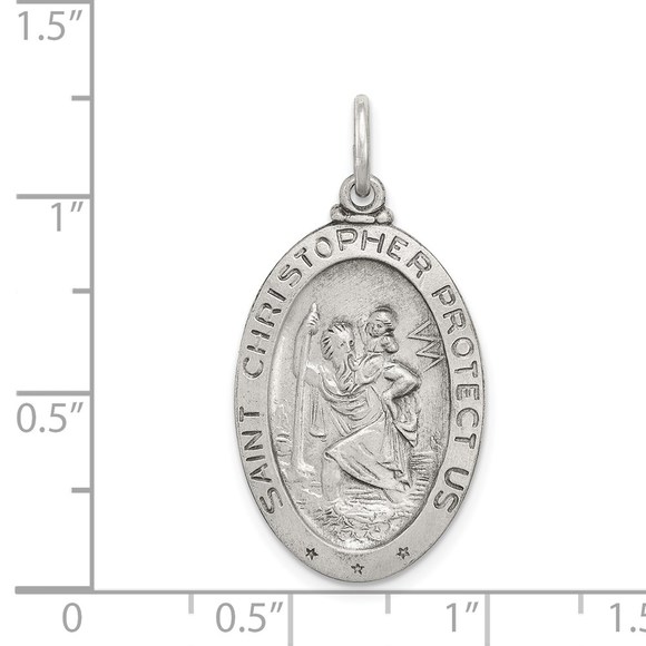 925 Sterling Silver Genuine Sports Antiqued St. Christopher Basketball Medal - Picture 5 of 5
